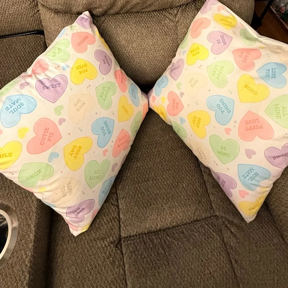 Two Heart Print Valentine Throw Pillows   18 X 18